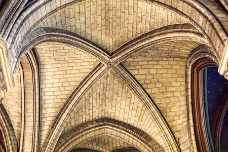 Ceiling detail from the interior of the Notre Dame de Paris, Franceのeditorial素材
