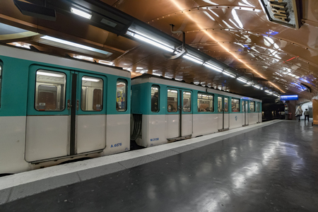 Paris, France- circa May, 2017: Arts et Metiers is a station of the Paris Metro, serving Line 3 and Line 11. It takes its name from the Musee des Arts et Metiersのeditorial素材