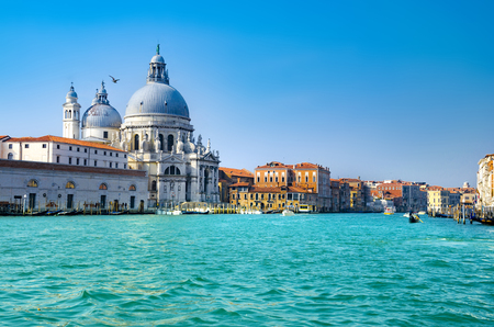 Venice majestically baroque church of Santa Maria della Salute and Canal Grandeの写真素材