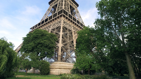 Establishment shot of Paris' Famous Eiffel Tower, Cinemativ Viewの写真素材