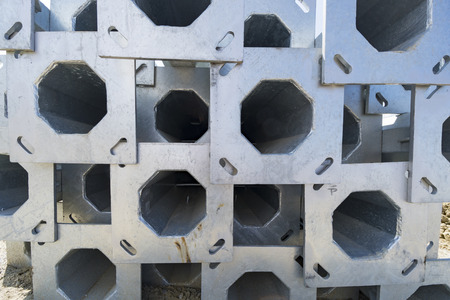 Pattern of metal pipes base on construction siteの写真素材