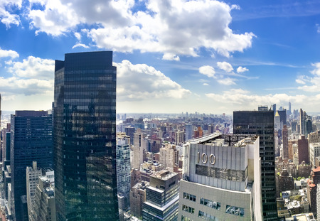 New York City Manhattan midtown aerial panorama view with skyscrapers