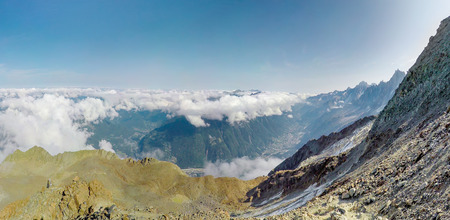 Alps panoramic view from Gouter route at 3600 meters in Chamonix, France. at Mont Blanc expeditionの写真素材