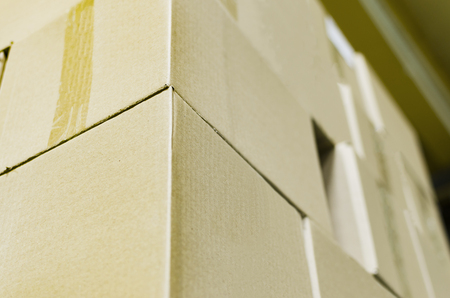 Cardboard packaging boxes in print houseの写真素材