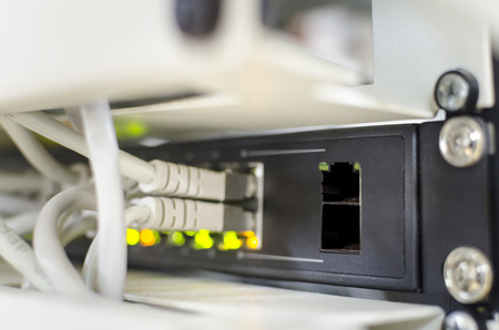 Network panel, switch and cable in data center
