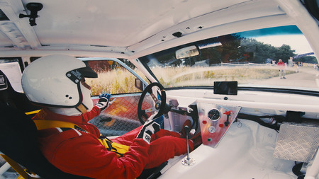 Kocani, Macedonia - 24 Jun, 2018: Sport Race Driver Prepare to Take Start Position on Hill Climb...