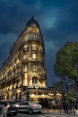 Paris, France - 05 May, 2017: The cafe Le Dome is the famous cafe in the Montparnasse quarter of Paris.It had been frequented by Pablo Picasso, Amadeo Modigliani, Wassilii Kandinskyのeditorial素材