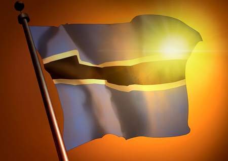 winner waving Botswana flag against the sunsetの写真素材