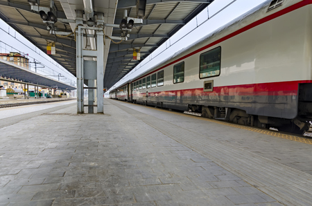 Railway station with train. Mestre, Venice, Italyのeditorial素材