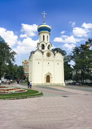 Church at great Trinity monastery in Sergiyev Posad near Moscow. Golden Ring of a Russia. Sergiyev Posad is a pilgrimage center of the Christianのeditorial素材