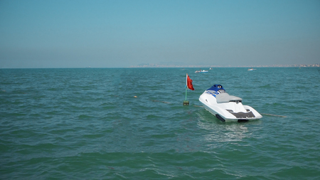 A Jet-ski waverunner parked on the shorelineの写真素材