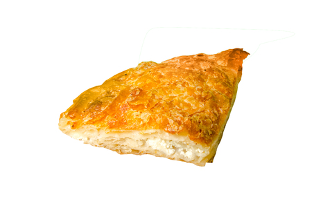 Burek with feta cheese, a traditional Balkan food isolated on white, clipping path includedの写真素材