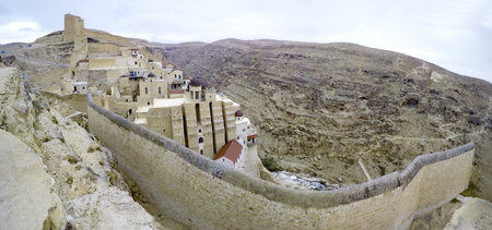Mar Sabas Monastery, the Kidron Valley, and the surrounding area, panoramaの写真素材