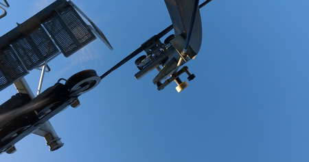 Close up at a gondola cable car mechanism detailの写真素材