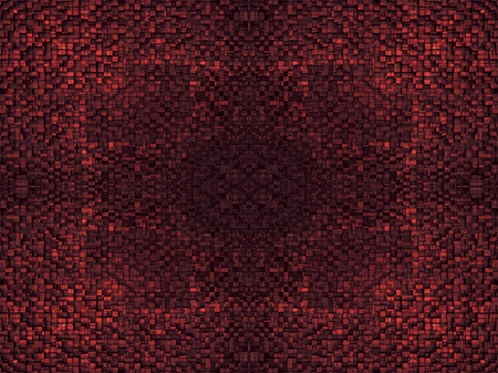Fragment of square texture or crossing lines mosaic surface yellow red pink orange grey maroon gold dark colored wallpaper, abstract geometrical boxes useful as backgroundの写真素材