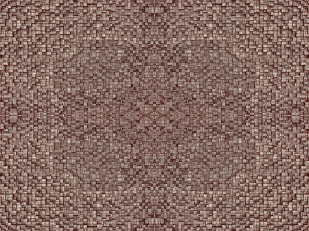 Fragment of square texture or crossing lines mosaic surface yellow red pink orange grey maroon gold dark colored wallpaper, abstract geometrical boxes useful as backgroundの写真素材