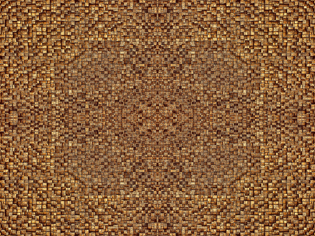 Fragment of square texture or crossing lines mosaic surface yellow red pink orange grey maroon gold dark colored wallpaper, abstract geometrical boxes useful as backgroundの写真素材
