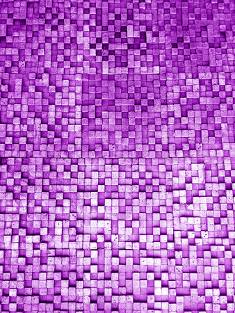 Fragment of square texture or crossing lines mosaic surface green turquoise lime navy violet pink purple dark colored wallpaper, abstract geometrical boxes useful as backgroundの写真素材