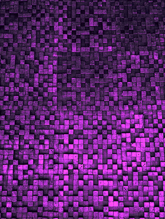 Fragment of square texture or crossing lines mosaic surface green turquoise lime navy violet pink purple dark colored wallpaper, abstract geometrical boxes useful as backgroundの写真素材