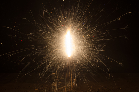 Bengal fire sparks on black background. Long expositionの写真素材