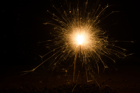 Bengal fire sparks on black background. Long expositionの写真素材