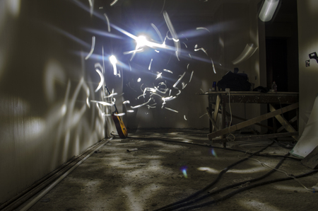 Abstract background freezelight curves. Inside the room. Mystical, surreal scene. Selective focusの写真素材