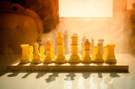 chess board game concept of business ideas and competition and strategy ideas concep. Chess figures...