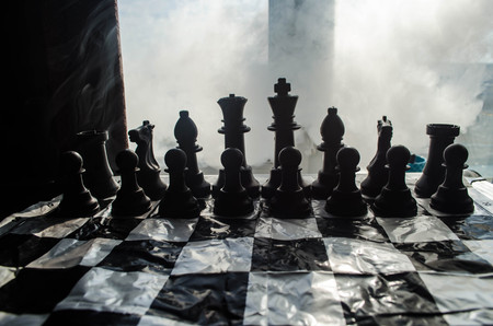 chess board game concept of business ideas and competition and strategy ideas concep. Chess figures...