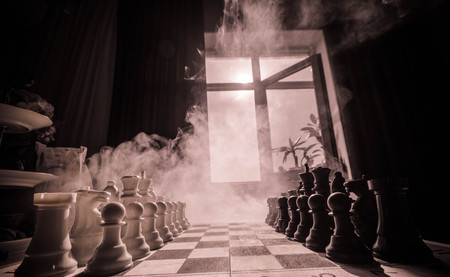 chess board game concept of business ideas and competition and strategy ideas concep. Chess figures...