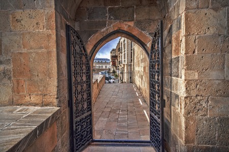 Empty street in old city of Baku, Azerbaijan. Old city Baku. Inner City buildings. Early spring timeの写真素材