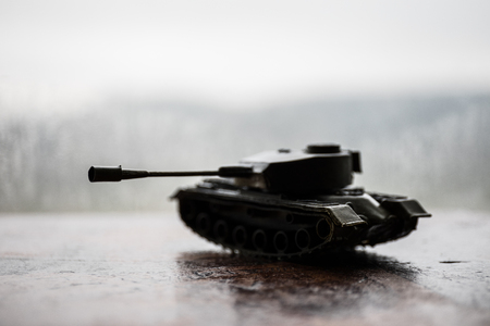 close up of toy military tank. Selective focus. Battle or war conceptual imageの写真素材