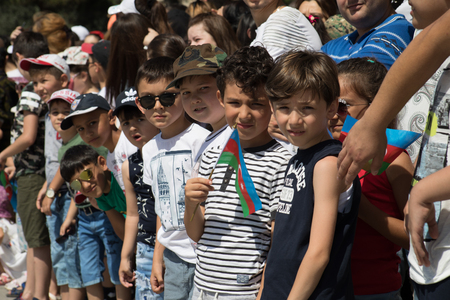 BAKU, AZERBAIJAN - JUNE 26 2018 - Military Parade in Baku, Azeri people celebrating 100th anniversary of Armed Forcesのeditorial素材