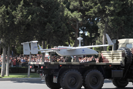 BAKU, AZERBAIJAN - JUNE 26 2018 - Military Parade in Baku, Azerbaijan on Army Day. Azerbaijan celebrating 100th anniversary of Armed Forcesのeditorial素材