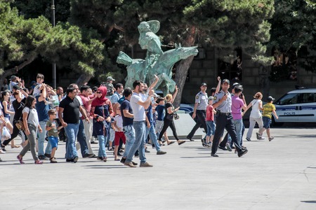 BAKU, AZERBAIJAN - JUNE 26 2018 - Military Parade in Baku, Azeri people celebrating 100th anniversary of Armed Forcesのeditorial素材