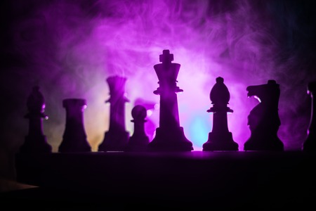 Chess board game concept of business ideas and competition or strategy ideas concept. Chess figures...