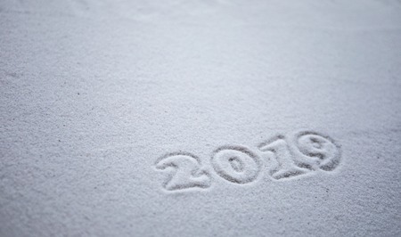 2019 written on the snow. Happy new 2019 year. Empty space for your text. Artwork decorationの写真素材