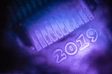 2019 written on the snow. Happy new 2019 year. Empty space for your text. Artwork decorationの写真素材
