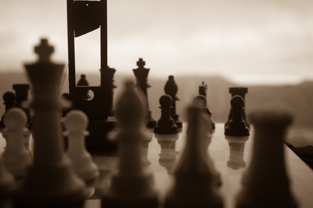 Chess board game concept of business ideas and competition and strategy ideas. Chess figures and...