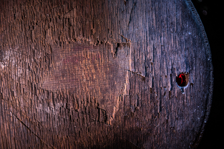 Dark vintage wood texture. Close up view of old grunge dark wooden surface. Selective focusの写真素材