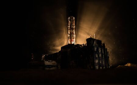 Creative artwork decoration. Chernobyl nuclear power plant at night. Layout of abandoned Chernobyl...