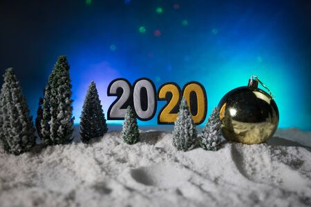 2020 written on the snow. Happy new 2020 year. Empty space for your text. Artwork decorationの写真素材