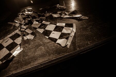 Chess board game concept of business ideas and competition. Chess figures on a dark background with...