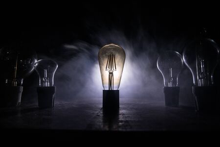 Beautiful retro luxury light lamp decor glowing. Abstract dark background with creative artwork...