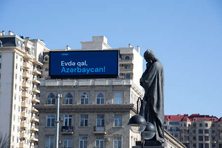 BAKU, AZERBAIJAN - APRIL14, 2020 - Downtown Baku, Azerbaijan. Empty streets of Baku, the capital of Azerbaijan at Daytime. Covid pandemic happeningのeditorial素材