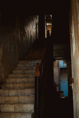 BAKU, AZERBAIJAN - APRIL14, 2020 - Downtown Baku, Azerbaijan. Empty streets of Baku, the capital of Azerbaijan at Daytime. Old buildings of downtown. Detailedのeditorial素材