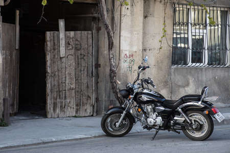 BAKU, AZERBAIJAN - APRIL14, 2020 - Downtown Baku, Azerbaijan. Empty streets of Baku, the capital of Azerbaijan at Daytime. Old buildings of downtown. Detailedのeditorial素材