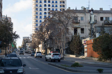 BAKU, AZERBAIJAN - APRIL14, 2020 - Downtown Baku, Azerbaijan. Empty streets of Baku, the capital of...