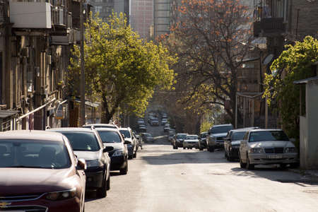 BAKU, AZERBAIJAN - APRIL14, 2020 - Downtown Baku, Azerbaijan. Empty streets of Baku, the capital of Azerbaijan at Daytime. Covid pandemic happeningのeditorial素材