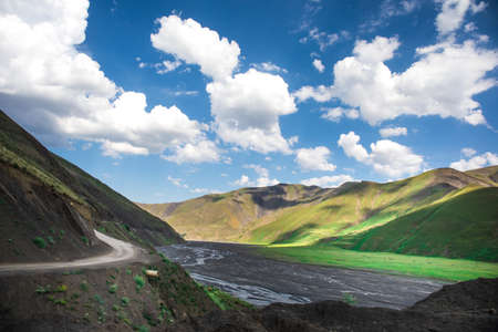 Beautiful landscape in the mountains at summer in daytime. Mountains at the sunset time. Azerbaijan,...