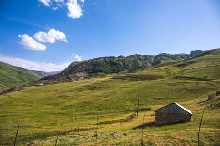Beautiful landscape in the mountains at summer in daytime. Mountains at the sunset time. Azerbaijan,...